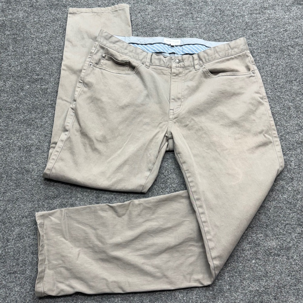 Peter Millar Mens Khaki Tan 5 Pocket Stretch Pants Straight Leg Size 34